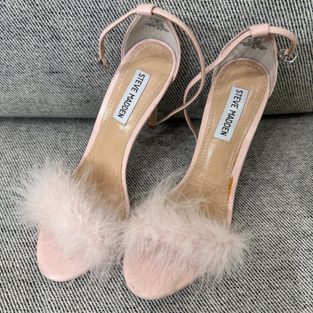 Steve Madden Pink Fur Tip Heels Size 8